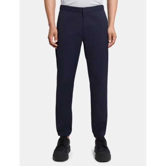 Theory Terrance Neoteric Chino Jogger Pants Sidewalk Navy Blue Work Men's Large - Picture 1 of 10